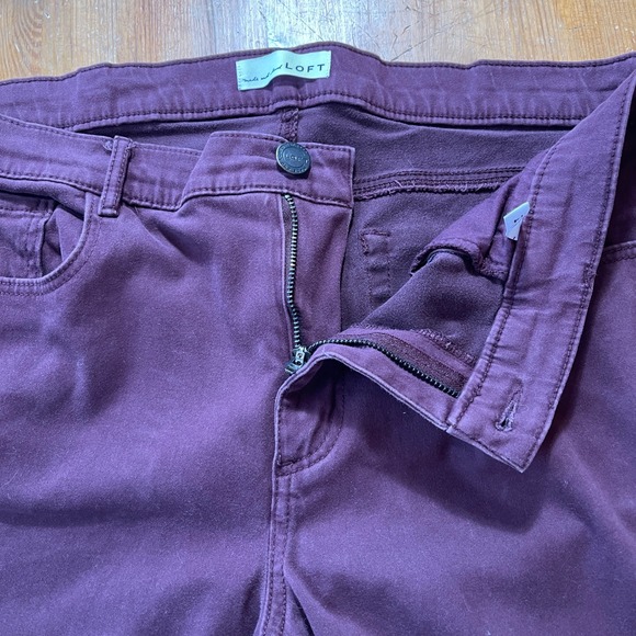 Made and Loved Loft Purple Burgundy Soft Brushed Cotton Pants Jeans Size 14 - Picture 2 of 8